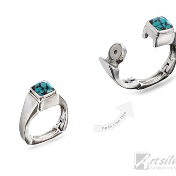 Arthritis Ring Sterling Silver with  Square Shape Turquoise Stone