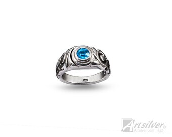 Anillo de plata de ley artesanal con filigrana - KS658