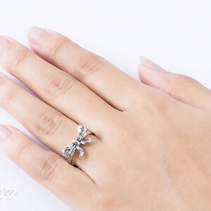 Sterling Silver Lady's Ring Tied Ribbon with Filigree Design KS036 image 4