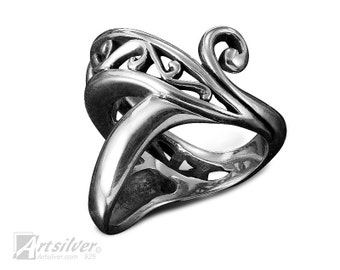 Solid Sterling Silver Ring Swan Shaped - KS022s