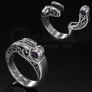 Top Opening Ring Finger Fit Set With Purple Amethyst - KS069s