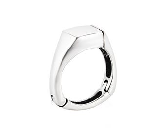 Anillo de sello de plata maciza con bisagra en plata de ley 925 para nudillos grandes