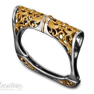 Heavy Sterling Silver Bangles Bracelet Square Shaped with Rounded Top. Hinged Silver Jewelry Bangle Bracelet - KS179