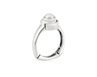 Anillo de perla de plata esterlina: anillo ajustable con piedras preciosas