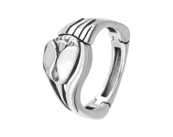 Anillo con forma de flor de tulipán / Plata de ley con bisagra para artritis / Diseño minimalista para nudillos grandes