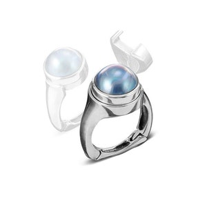 Sterling Silver Mabe Pearl Ring: Arthritis Friendly, Top Opening