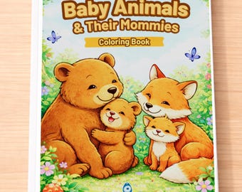 Cuccioli di animali e le loro mamme: pagine da colorare stampabili per bambini