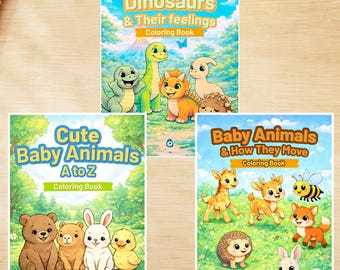 Pacchetto – Apprendimento ed emozioni (3 libri da colorare stampabili con cuccioli di animali)