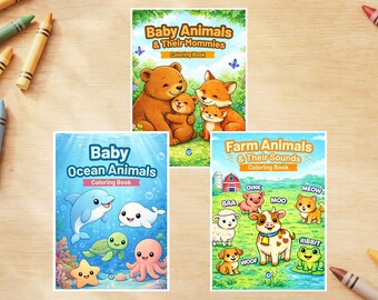 Pacchetto – Animal Worlds (3 libri da colorare stampabili con cuccioli di animali)