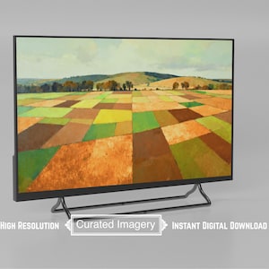 Farmland Frame TV Art, Geometric Landscape, Autumn Fields (Digital Download)