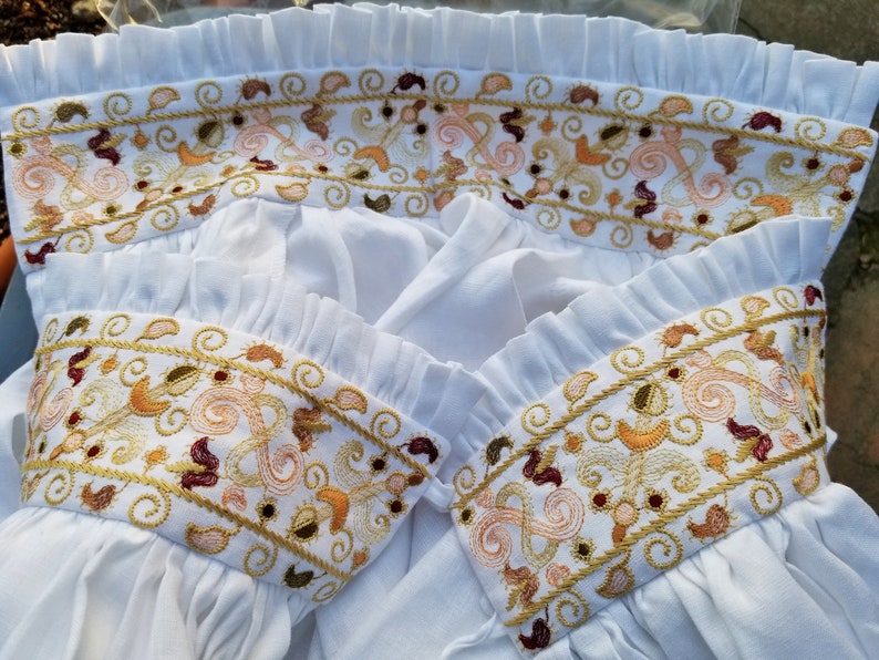 Ladies' Italian Embroidered White Linen Partlet Blouse Etsy