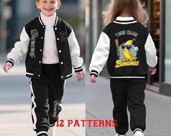 Anpassad namngiven bananbasebolljacka för barn, söt frukttryckt kappa för småbarn, personliga unisex babyytterkläder, perfekt present till barnens dag