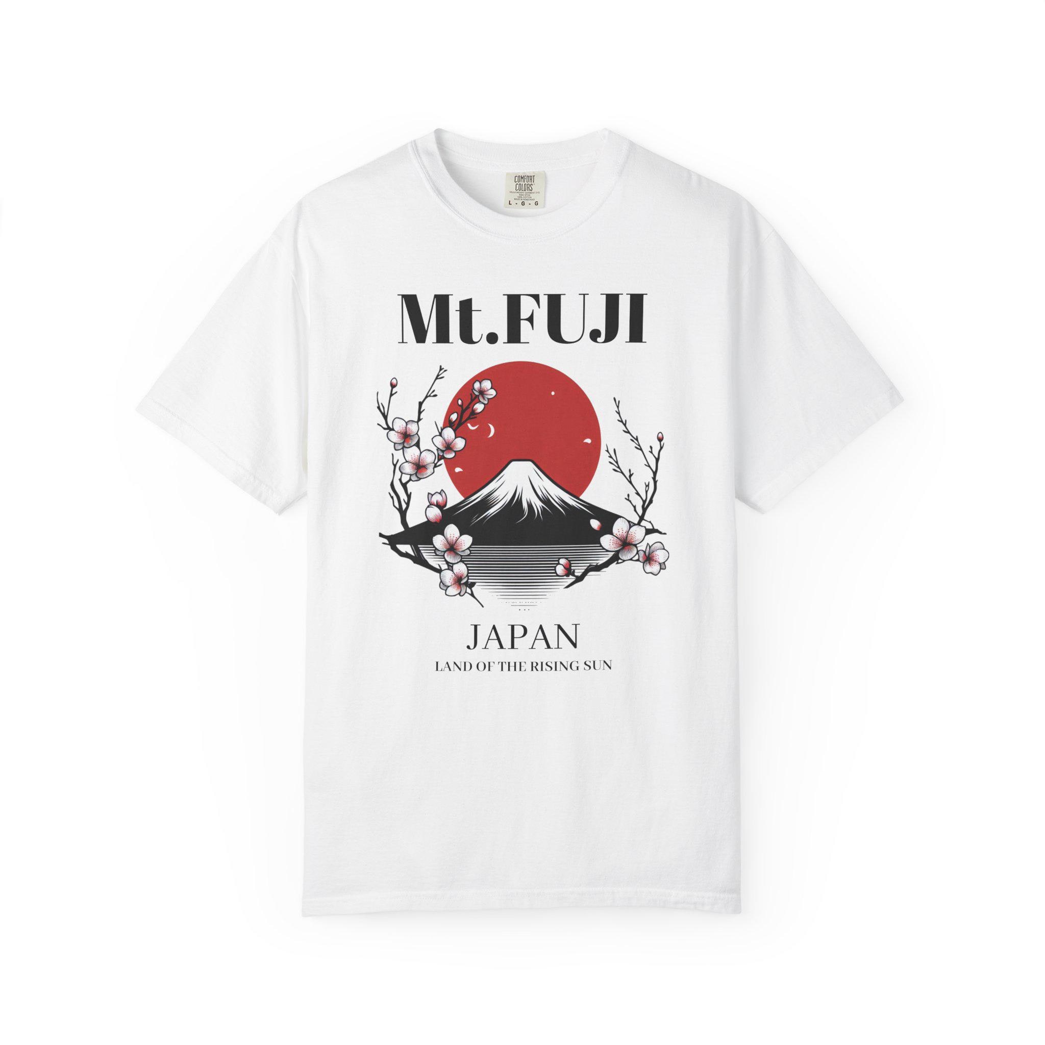 Mount Fuji With Cherry Blossoms T-shirt | Japanese Sun Landscape