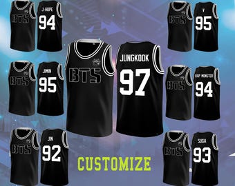 Custom BTS Basketball Jersey, Kpop Concert Shirt, Personalized Team Name & Number, Customize Unisex Jerseys for Fans of All Ages