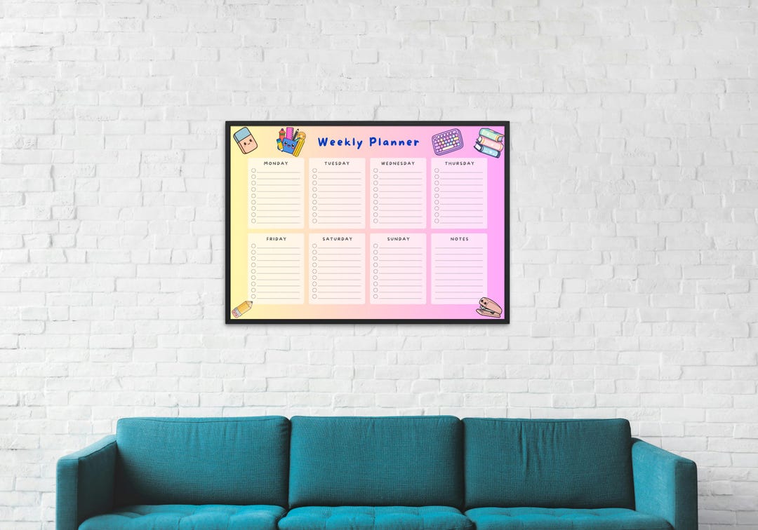 Kawaii Weekly Planner Printable | A4, 12 Colours, Editable Canva ...