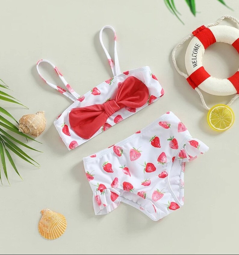 Baby Girl Strawberry Swimsuit 2pcs Summer Clothing Set Etsy