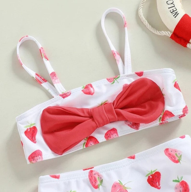 Baby Girl Strawberry Swimsuit 2pcs Summer Clothing Set Etsy