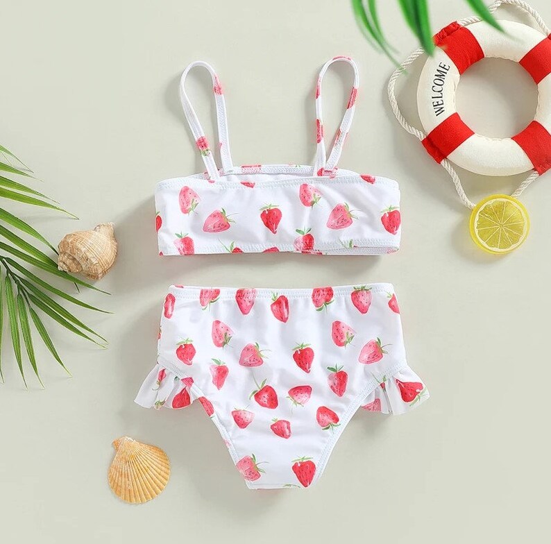 Baby Girl Strawberry Swimsuit 2pcs Summer Clothing Set Etsy
