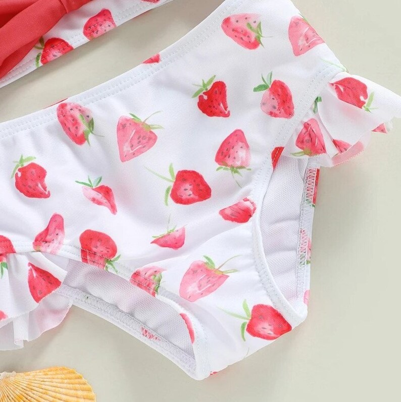 Baby Girl Strawberry Swimsuit 2pcs Summer Clothing Set Etsy