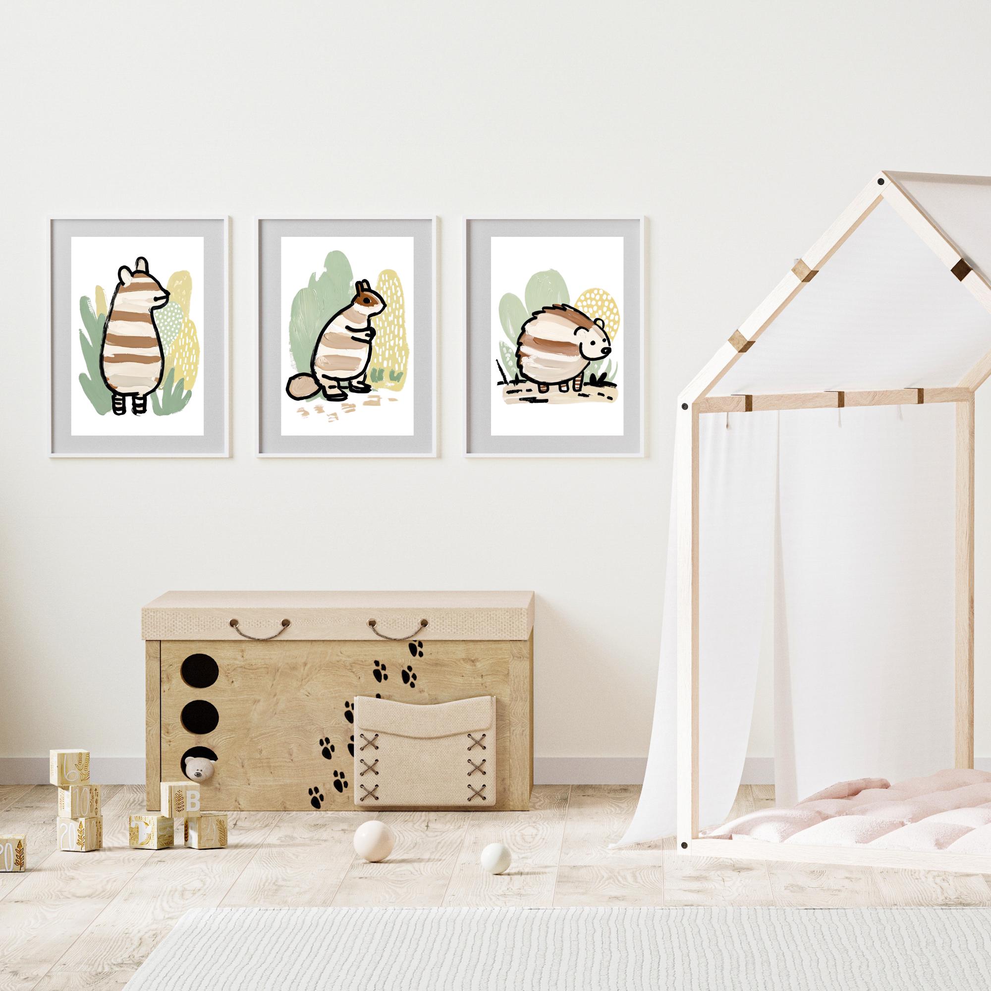Woodland Nursery Wall Art Set – Neutral Animal Prints | Digital ...