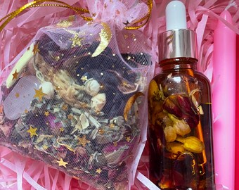 Aphrodite Charm Bag & Glamour Ritual Oil Duo Bundle | Attract Love, Beauty and Desire