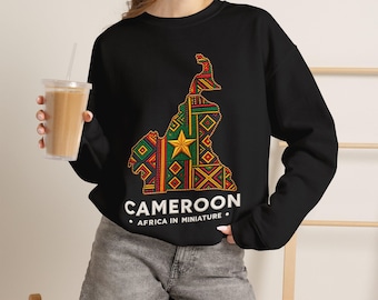 Cameroon map kente pattern Crewneck Sweatshirt | Africa in Miniature
