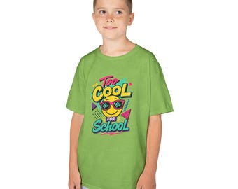 Too Cool for School Kids Tee | Retro Smiley Sunglasses Graphic