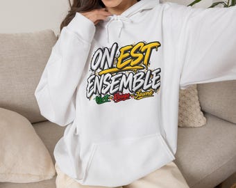 We Are Together Hoodie | French Phrase Streetwear, White Pullover
