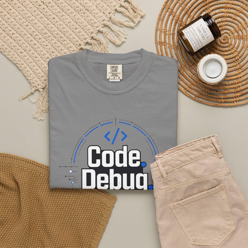 コードデバッグリピートTシャツ｜プログラミングコーディングTシャツ、テクノロジーユーモア 画像 1