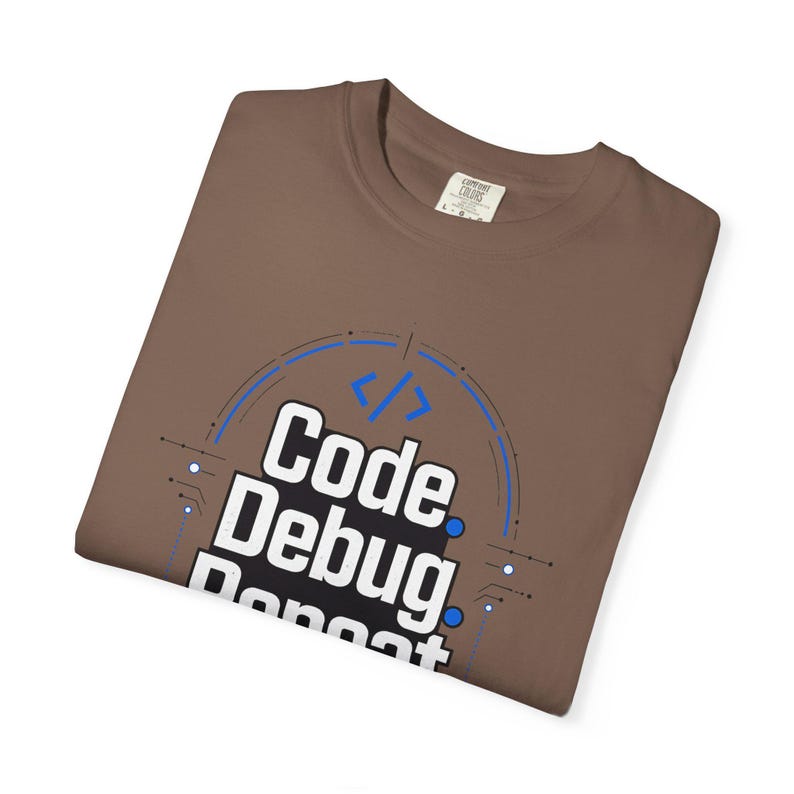 コードデバッグリピートTシャツ｜プログラミングコーディングTシャツ、テクノロジーユーモア 画像 3