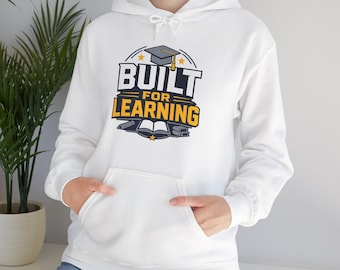 Built for Learning Hoodie | Graduation Cap, Book Education Design