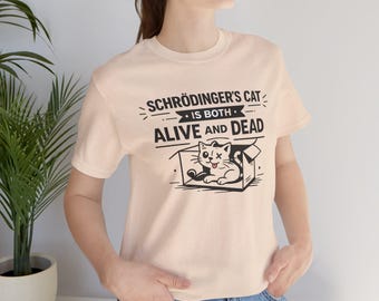 シュレーディンガーの猫は生きていると同時に死んでいるTシャツ｜猫の科学イラスト