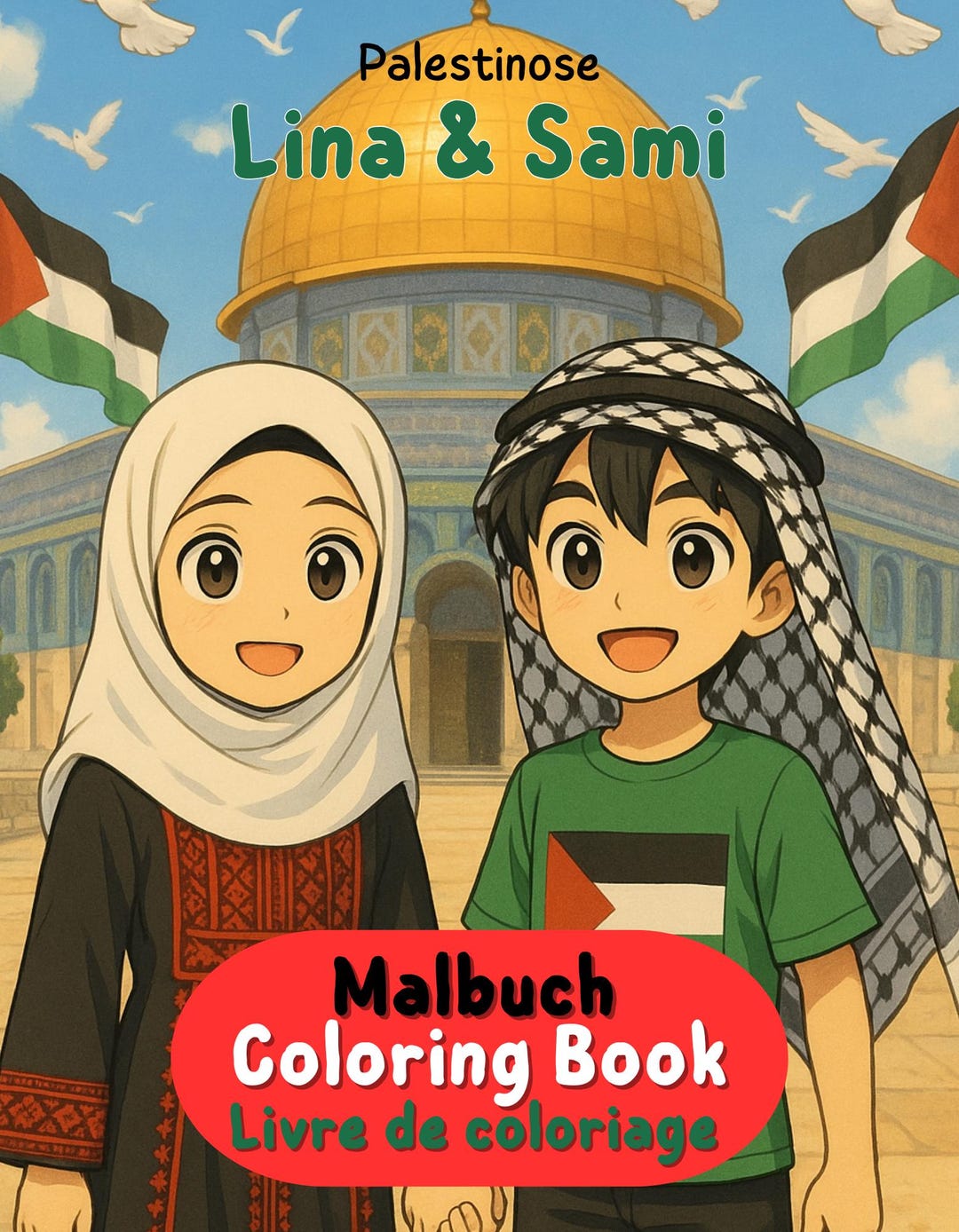 Palestine Coloring Book for Kids - Lina & Sami | Palestine Coloring ...