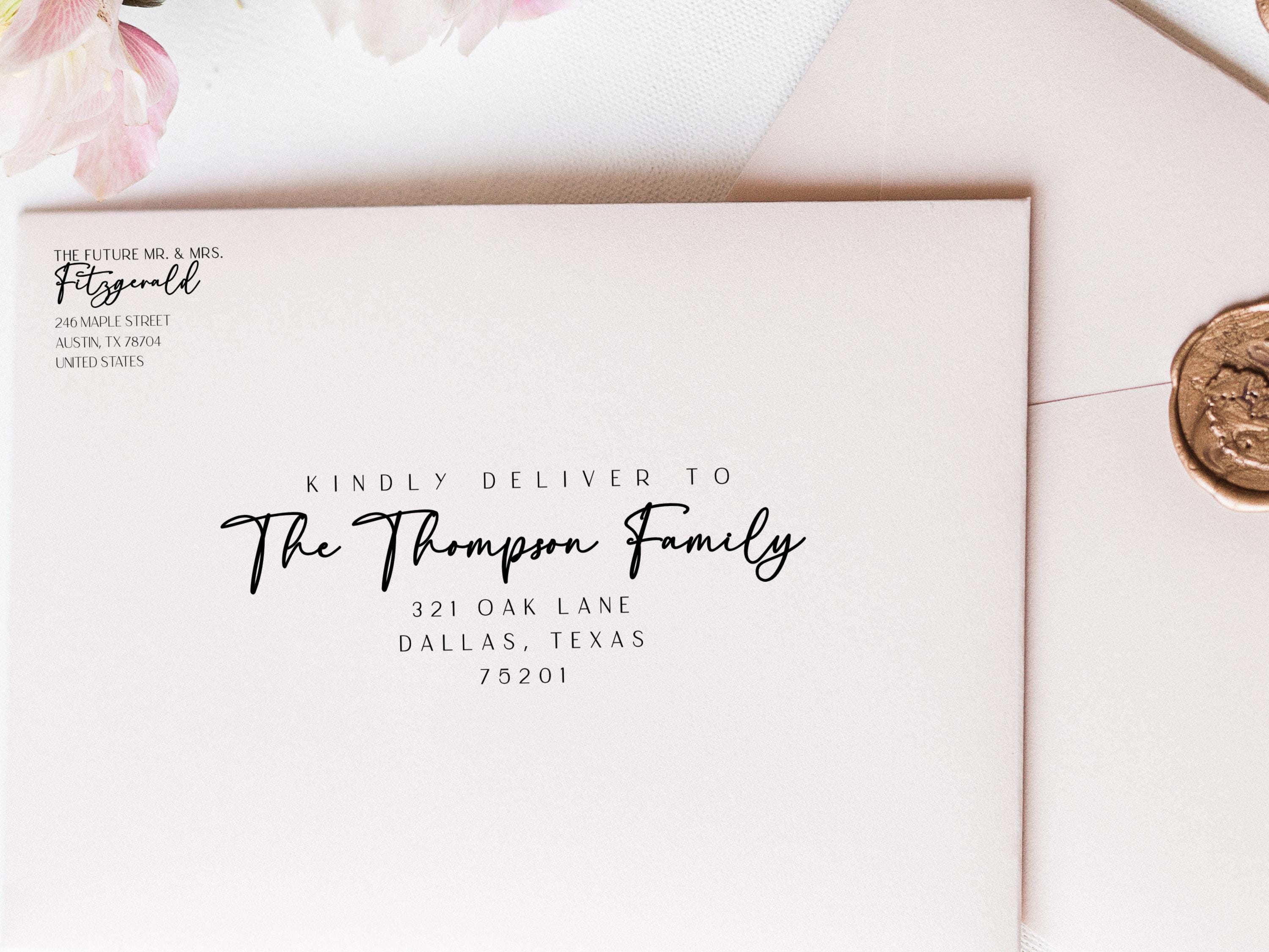 Editable Envelope Addressing Template for Canva, Luxurious Script ...