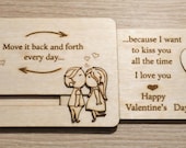 Wooden Sliding Valentine’s Card – Move & Kiss Couple – Romantic Anniversary Gift – Laser Engraved Love Card