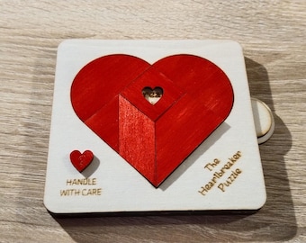 Valentine's Day Heart Puzzle Box - Laser Engraved - Hidden Message Reveal - SVG File