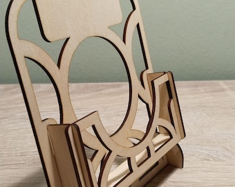 ARCUS Laser Cut Business Card Holder SVG - Modern Desk Card Stand - Custom Logo Area - 2mm & 3mm Plywood