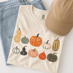 Vintage Pumpkin Shirt Comfort Colors®, Linocut Pumpkin Patch Tee, Retro Fall Harvest Shirt, Cottagecore Garden Shirt, Gardener Gift