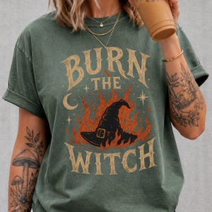 Burn The Witch Shirt, Halloween Witch Tee, Spooky Season Shirt, Vintage Halloween Comfort Colors