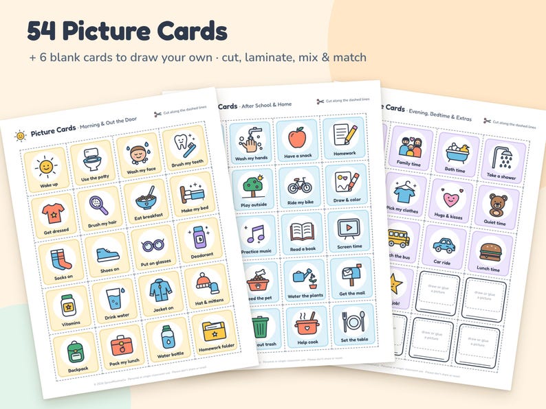 ADHD Routine Chart for Kids, Morning After School Bedtime Picture ...