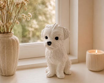 Dog Statue | Puppy Home Decor | Dog Lover Gift | Neutral Shelf Decor