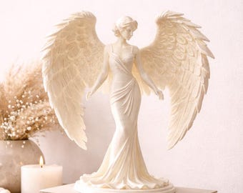 Angel Figurine Statue | Angel Wings Sculpture | Modern Angel Decor | Minimalist Home Accent | Memorial Gift Idea
