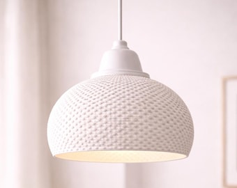 Texturerad pendelskärm | Modern taklampskärm | Neutral hängande lampskärm | Minimalistisk heminredning