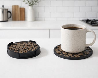 Posavasos de granos de café, posavasos moderno, decoración de cocina, regalo para amantes del café, soporte para tazas, accesorio de mesa minimalista.