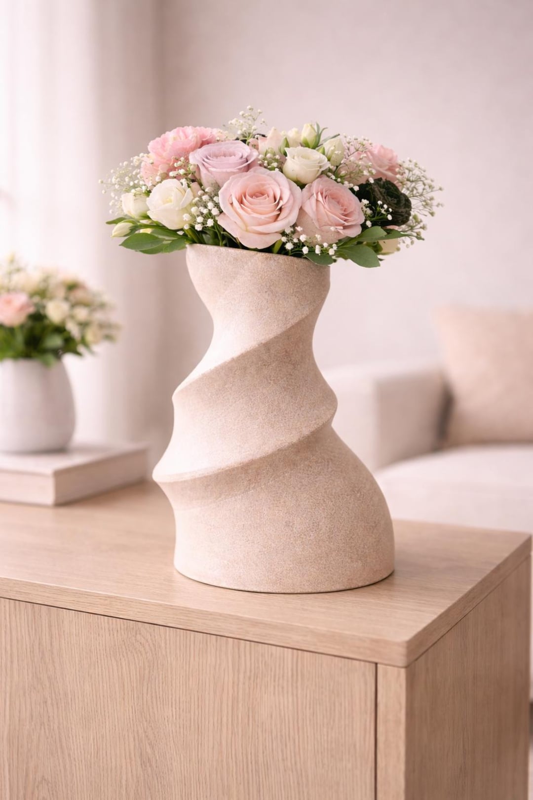 Spiral Vase - Sculptural Modern Home Decor, Twist Flower Vase