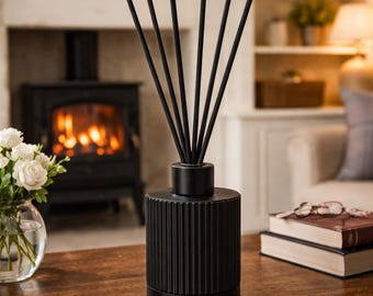 Reed Diffuser: Modern Ribbed Aroma Diffuser | Minimalist Home Fragrance Holder | Neutral Living Room Decor Decor | Housewarming Gift