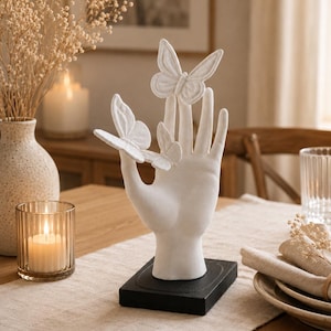 Butterfly Hand Statue | Home Decor Butterfly Sculpture | Unique Table Centrepiece | Housewarming Gift