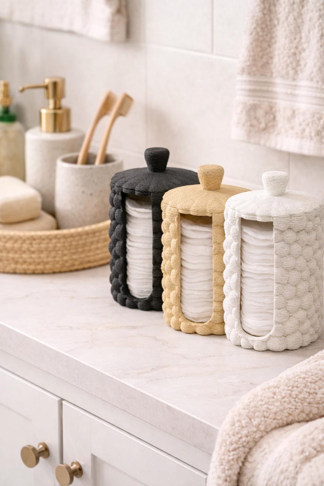 Wool Container Cotton Pad Organizer, Bathroom Container: Cotton Wool Storage - Etsy
