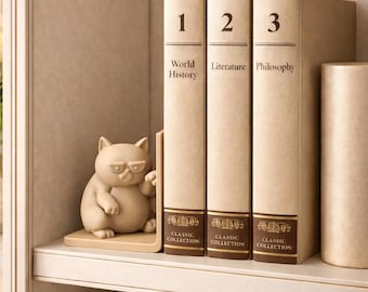 Minimalistic Cat Book End, Modern 3D Printed Design