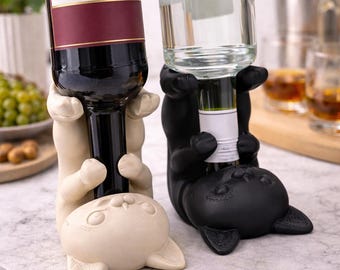 Wine and alcohol bottle holder - cat lovers, coquette dome decor for kitchen, dinner, garden